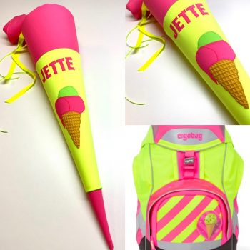 Schultüte Neon mit Eis Eistüte,passend zum Ergobag Strahlebär