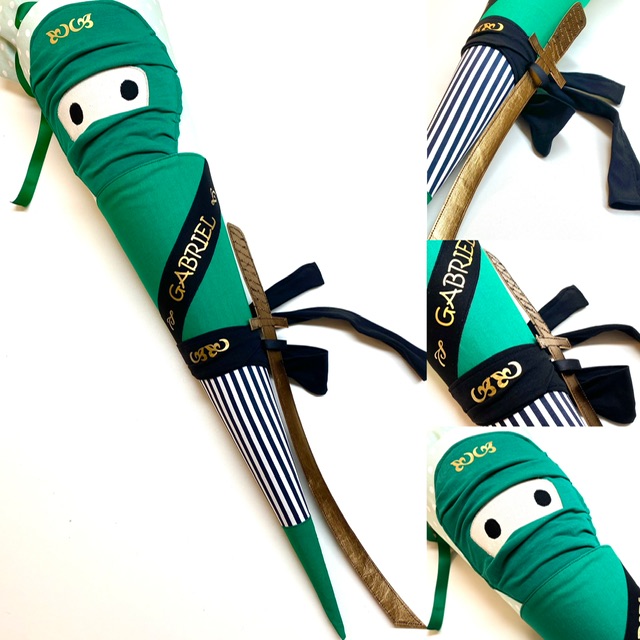 Schultüte 3D grüner Ninja mit goldenem Schwert